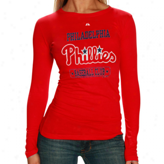 Elevated Philadelphia Phillies Ladies Red Hot Corner Slow Sleeve T-shirt