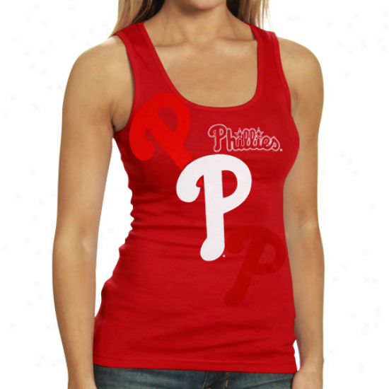 Majestic Philadelpiha Phillies Ladies Red Pearl Tank Top