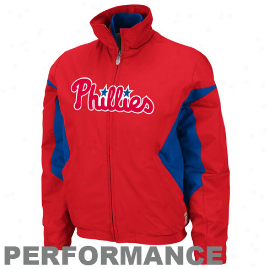 Majestic Philadphia Phillies Ladies Red Therma Base Triple Peak Premier Full Zip Jacket