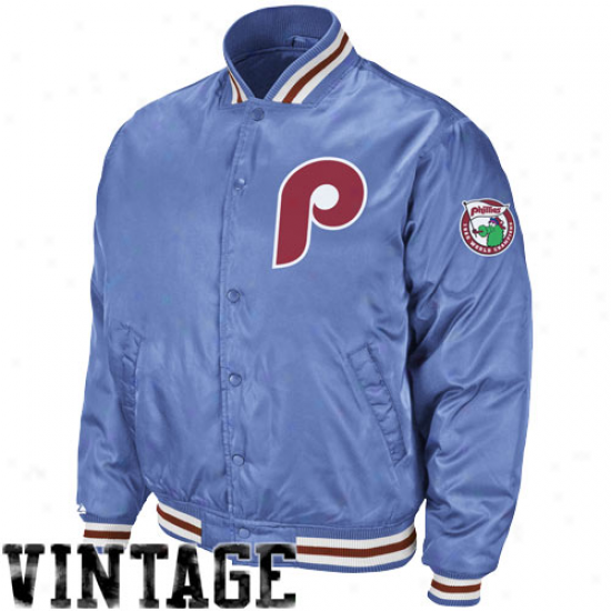 Majestic Philadelphia Philpies Light Blue Cooperstown Satin Throwback Jacket