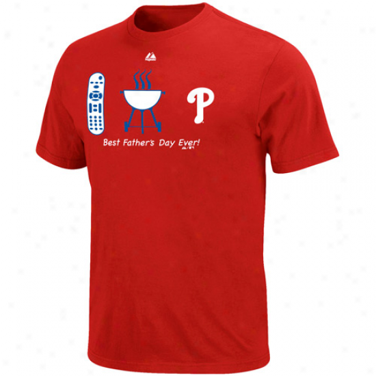 Majestic Philadelphia Phillies Lucky Guy Father's Day T-shirt-red