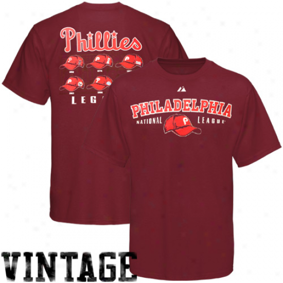 Majestic Philadelphia Phillies Maroon Nostalgia Vintage T-shjrt