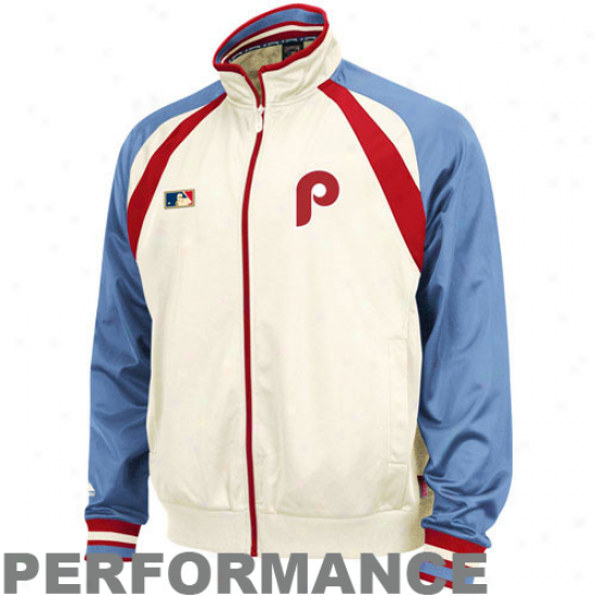 Majestic Philadelphia Phillies Natural-light Blue Cooperstown Performancw Track Jacket