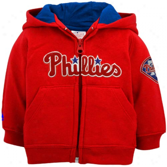 Majestic Philadelphia Phillies Newborb Red Full Zip Hoodie Sweatshirt