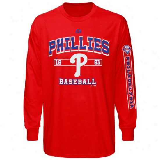 Majestic Philadelphia Phillies Past Time Source Long Sleeve T-shirt - Red