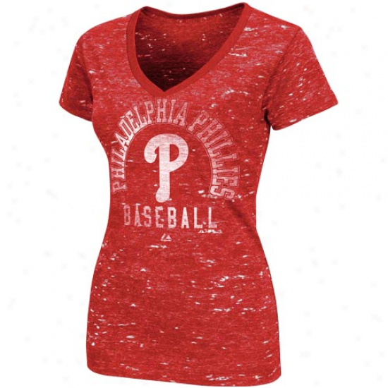 Majestic Philadelphia Phillies Play Call Premium V-neck T-shirt - Red