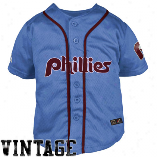 Majestic Philadelphia Phillies Preschool Cooperstown Clasdic Closehole Mesh Jersey - Light Blue