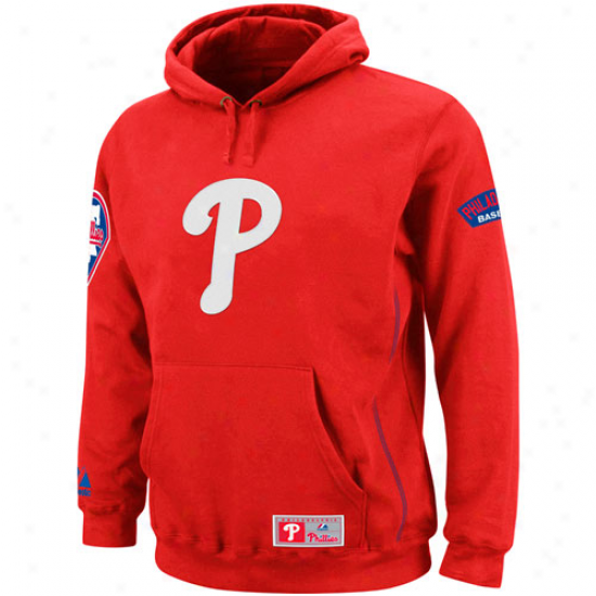 Majestic Philadelphia Phillies Red Be Proud Pullover Hoodie Sweatshirt