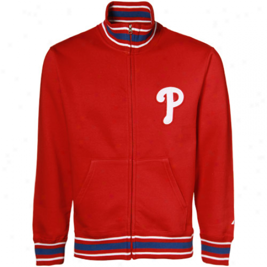 Majestic Philadelphia Phillies Red Clutch Hitter Full Zip Track Jacket