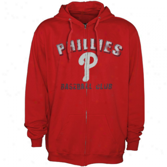 Majestic Philadekphia Phillies Red Prrcision Play Full Zip Hoody Sweatshirt