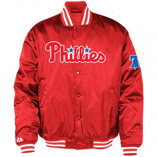 Majestic Philadelphia Phillies Red Satin Jacket