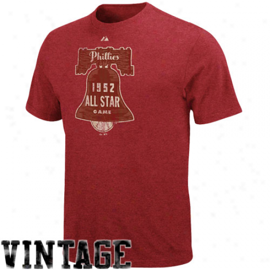 Majestic Philadelphia Phillies Red Trianing Up Vintage Heathered T-shirt-