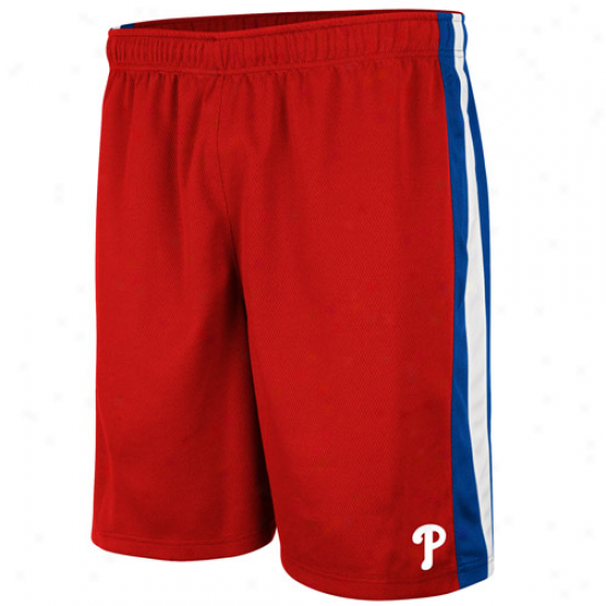 Majestic Philadelphia Phillies Red Umpire Call Mesh Shorts