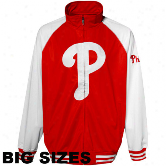 Majestic Philadelphia Phillies Red-whitr Big Sizes Full Zip Track Jacket