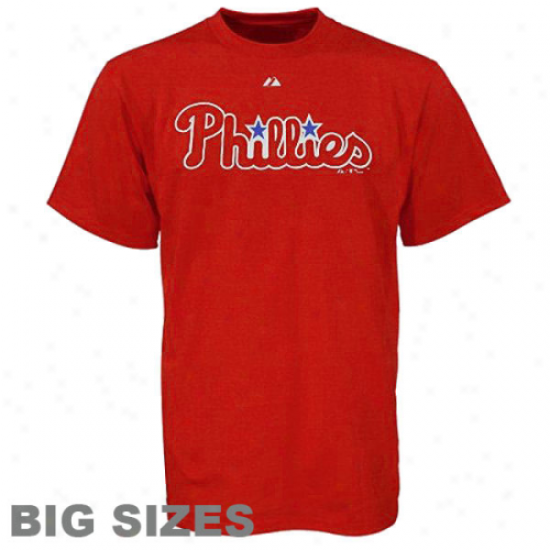 Majestic Philadelphia Phillies Team Name Big Sizes T-shirt - Red