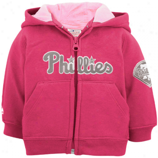 Majestic Philadelphia Phillies Toddler Girls Pink Full Zip Fleece Hoodie Sweatshirt