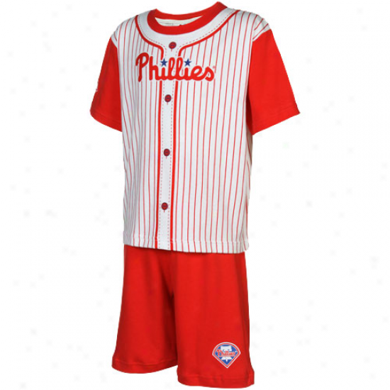 Majestic Philadelphia Phillies Toddlrr Red Pinstripe 2-piece Uniform Abrupt Set