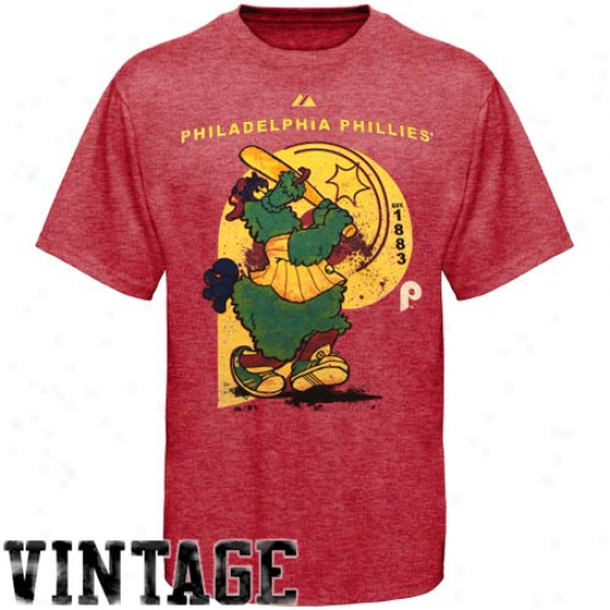 Majestic Philadelphia Phillies Vintage Classic Heathered T-sjirt - Red