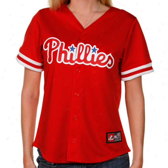 Majestic Philadelphia Phiillies Women's Replica Jersey - Red