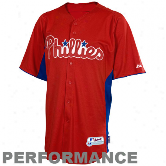 Majestic Philadelphia Phillies Youth Batting Practice Composition Jersey - Red-royal Blue