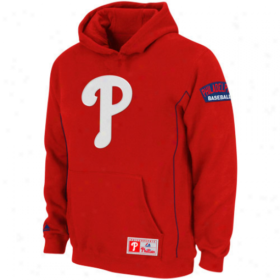 Majestic Philadelphia Phillies Youth Red Be Prkud Pullover Hoodie Sweatshirt