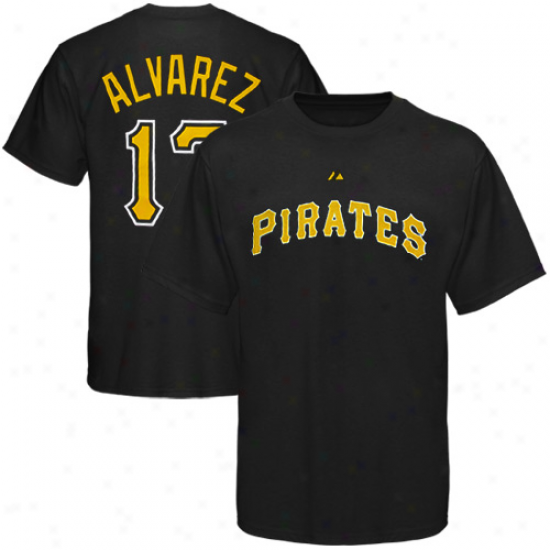 Majestic Pittsburgh Purates #17 Pedro Alvarez Blzck  Player T-shirt