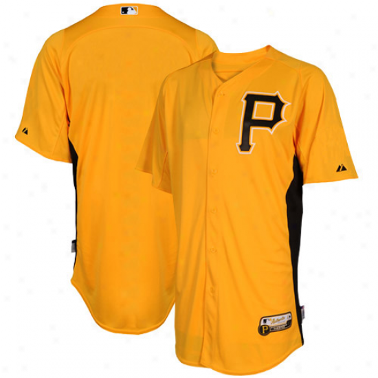 Majestic Pittsburgh Pirates Batting Practice Performance Jersey - Gold-black