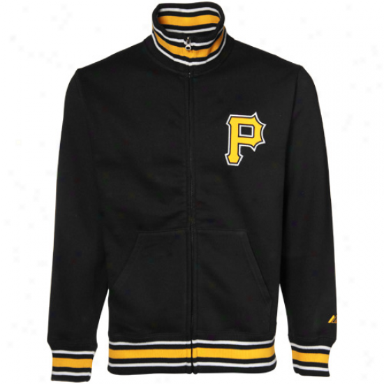 Majesyic Pittsburgh Pirates Black Clutch Hitter Full Zip Track Jacket