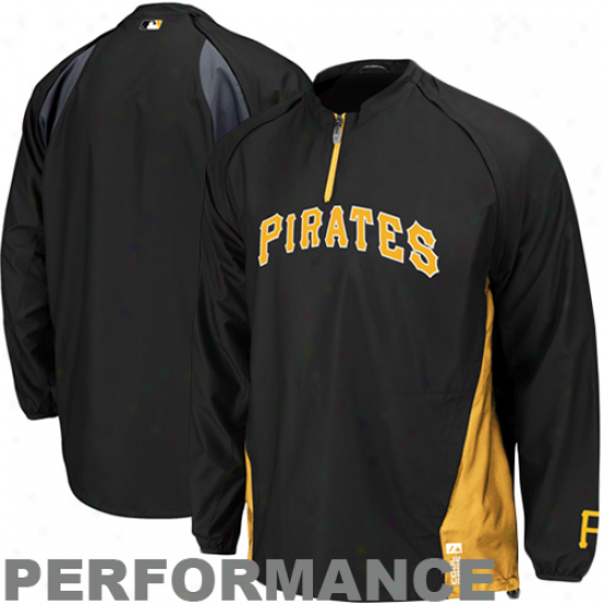 Majestic Pittsburgh Pirates Black Cool Base Triple Peak Gamer Quarter Zip Performance Jacket