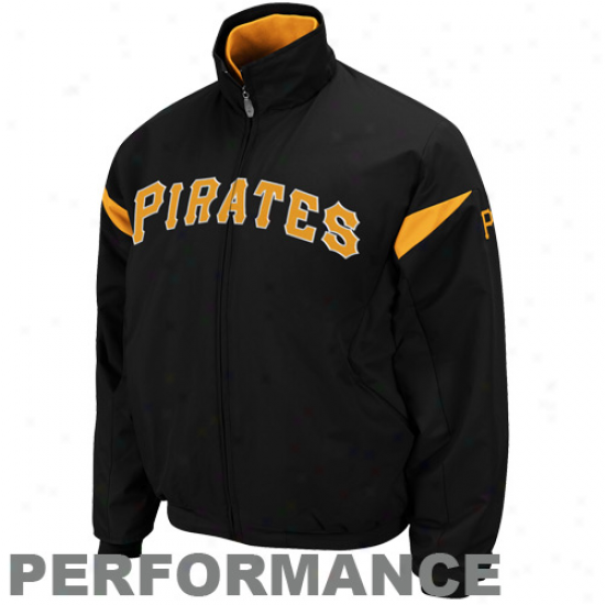 Majestic Pittsburgh Pirates Black Therma Base Triple Peak Premier Performance Full Zip Jacket
