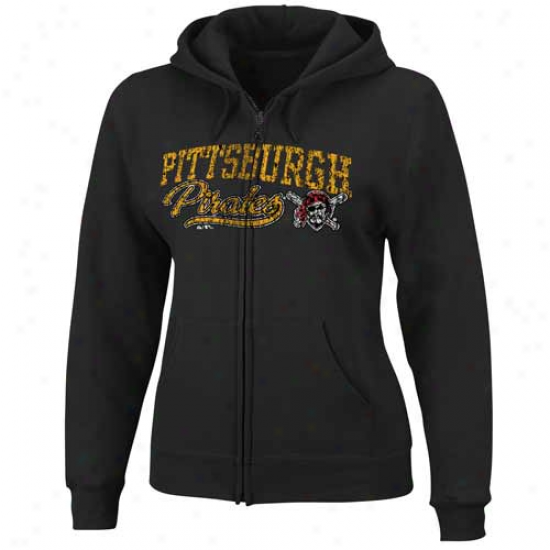 Majestic Pittsburgh Pirates Ladies Black Beauty Full Zip Hoodt