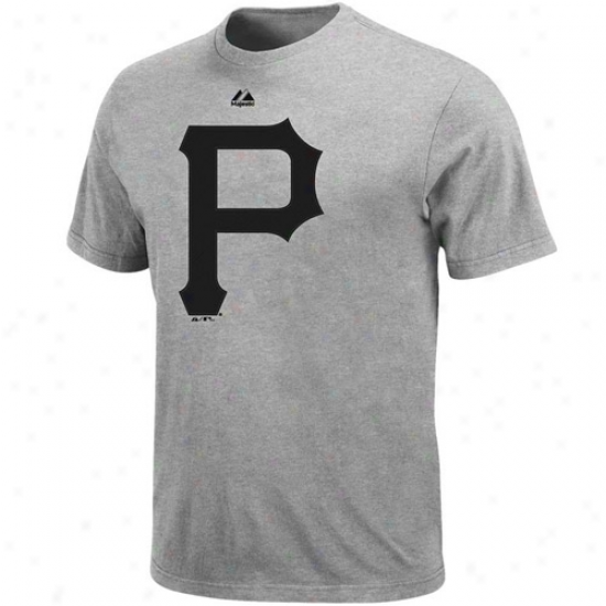 Majestic Pittsburgh Pirates Soft Density Official Logo T-shirt - Ash