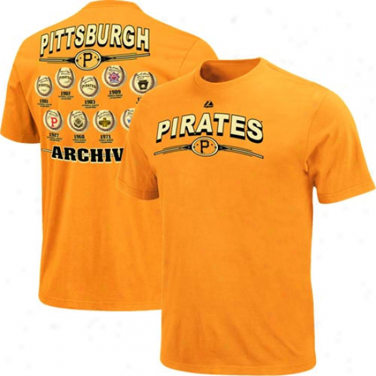 Majestic Pittsburgh Pirates Team Archive Vintage T-shirt - Gold