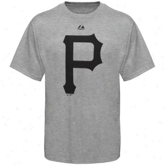 Majestic Pittsburgh Pirates Youth Ash Soft Demsity Official Logo T-shirt
