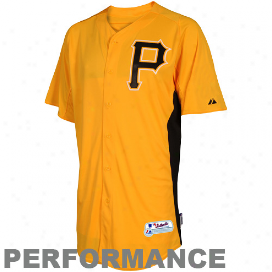 Majestic Pittsburgh Pitates Youth Batting Practice Performance Jersey - Gold-black