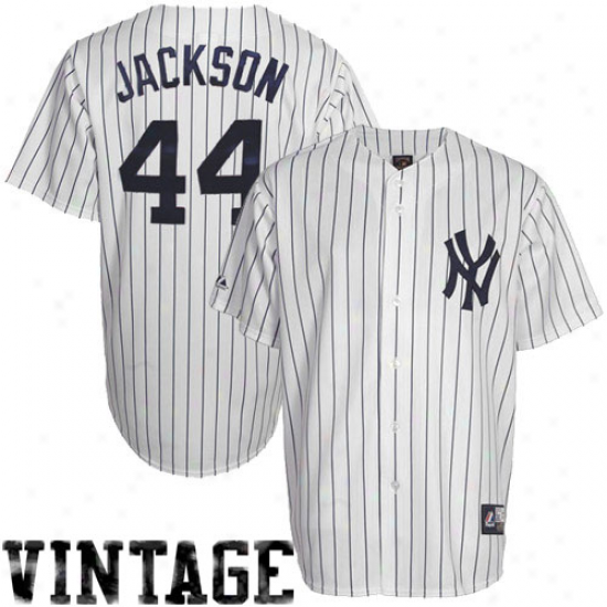 Majestic Reggie Jackson New York Yankees White-navy Blue Cooperstown Throwback Jersey