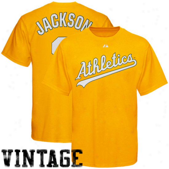 Majestic Reggie Jackson Oakland A5hletics #9 Cooperstown Player T-shirt - Glod