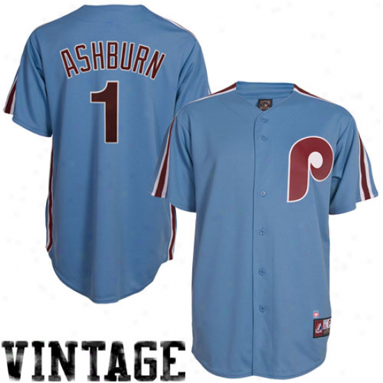 Majestic Richie Ashburn Philadelphia Phillies Replica Cooperstown Throwback Jersey - Gossamery Blue