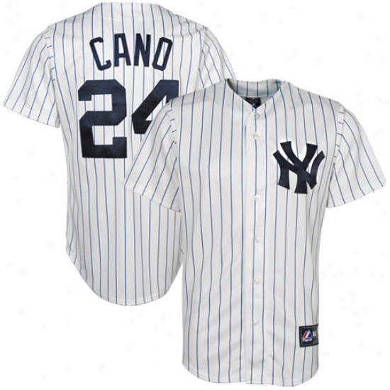 Majestic Robinson Cano New York Yankees Replica Jersey - White Pinstripe