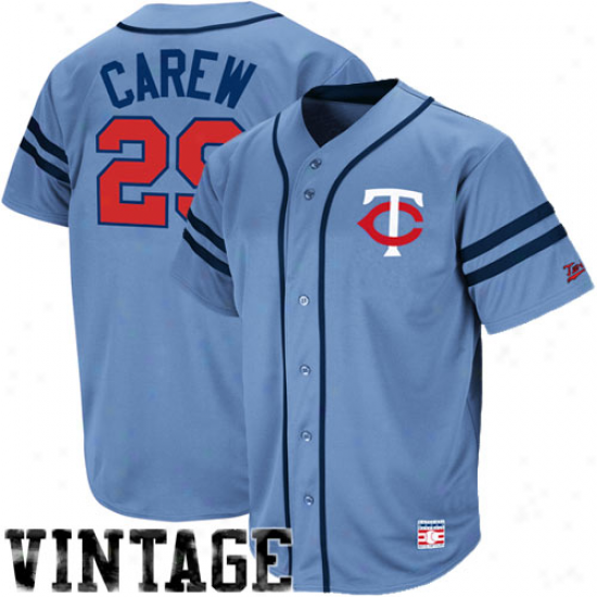 Majestic Rod Carew Minnesota Twins Throwback Heater Jersey - Light Blue