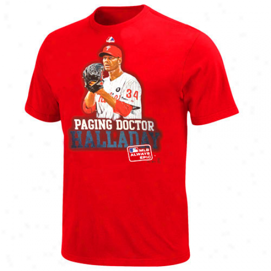 Majestic Roy Halladay Philadelphia Phillies #34 Paging Doctor Halladay T-shirt - Red