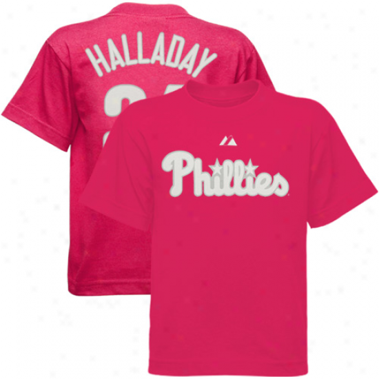 Majestic Roy Halladay Philadelphia Phillies Girls Preschool #34 Player T-shirg - Hot Pink