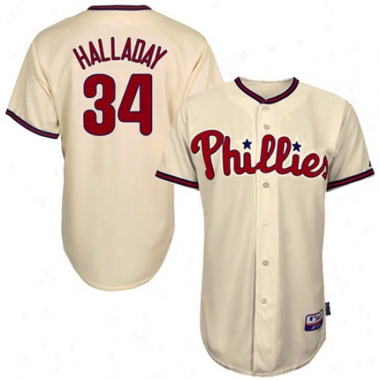 August Roy Halladay Philadelphia Phillies Replica Baseball Jersey #34 White