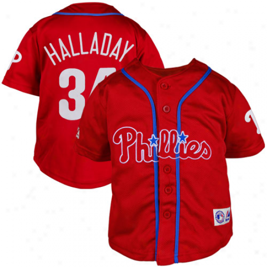 Majeztic Roy Halladay Philadelphia Phillies Toddler Closehole Mesh Player Jersey - Red