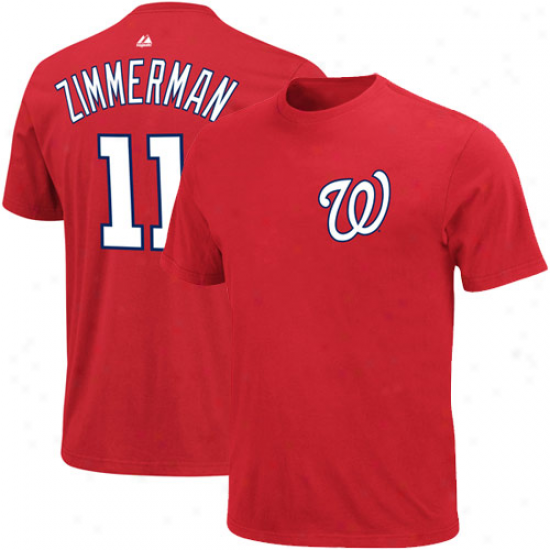 Majestic Ryan Zimmerman Washing5on Nationals #11 Player T-shirt - Red