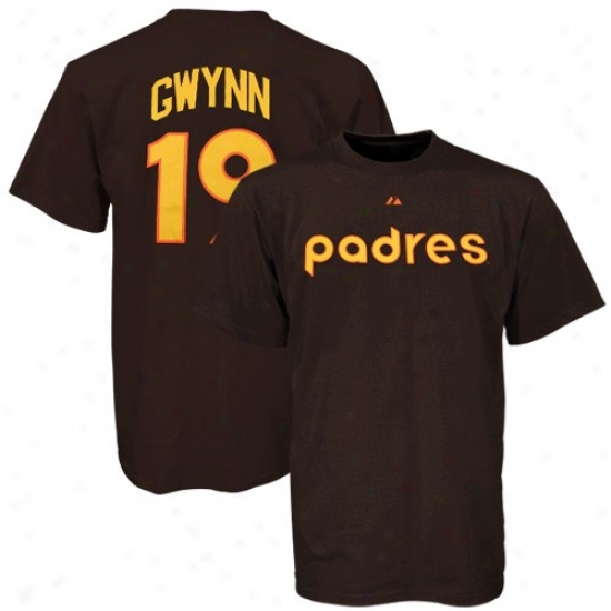 August San Diego Padres #19 Tony Gwynn Brown Cooperstown Player T-shirt