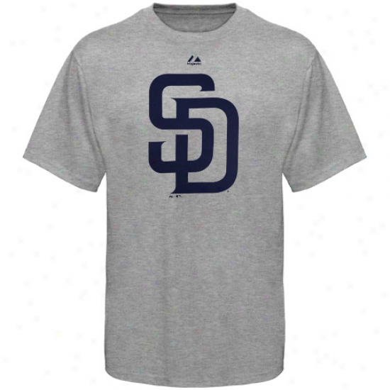 Majestic San Diego Padres Ash Soft Density Official Logo T-shirt