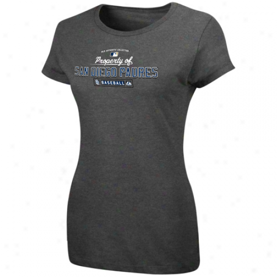 Majestic San Diego Padres Ladies Charcoal Property Of T-shirt