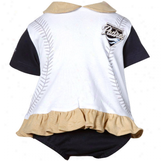 Majestic San Diego Padres Newborn Girls Tri-color Ruffled 2-piece Set