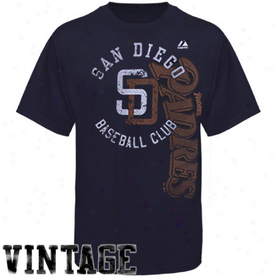 Majestic San Diego Padres Rpbust Rookie Vintage T-shirt - Navy Blie